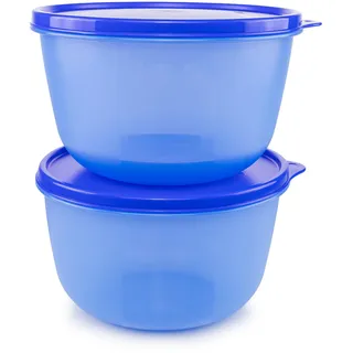 Tupperware Clarissa Schüssel 2x 1,9 L blau Salatschüssel, Rührschüssel, Backschüssel