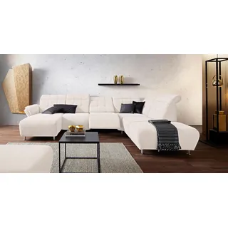 Home Affaire Wohnlandschaft HOME AFFAIRE "Manhattan U-Form", beige (linen), B:345cm H:102cm T:247cm, Luxus Microfaser2 (90% Polyester, 10% Polyamid);Flachgewebe (100% Polyester);Luxus-Microfaser1 (100% Polyester), Sofas, Wohnlandschaft, 2 Sitze mit elektrischer 