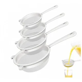 Plastik Küchensieb Kunststoff - 4 Stück Sieb-Filterset in 4 Größen für Tee, Kaffee, Milch, Früchte