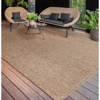 Paco Home Outdoor Teppich wetterfest & langlebig Flachgewebe in moderner Jute-Sisal-Optik in Naturtönen Gemustert Perfekt für Terrasse, Balkon, Garten & Küche, Grösse:120x160 cm, Farbe:Beige 2