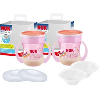 NUK Trinklernbecher NUK Mini Magic Cup GITD – 2x leuchtende Becher 160ml, BPA-frei