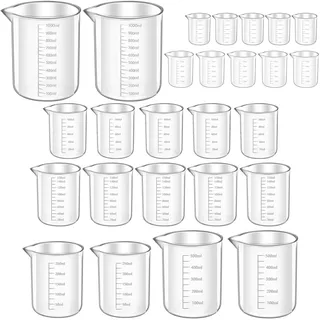26 Stück Messbecher Set, 30ml 50ml 100ml 150ml 250ml 500ml 1000ml, Präzisions Messbecher mit Waage, Hitzebeständig Kunststoff Ml-Messbecher, für Labor Küche Backen Waschmittel Chemikalien