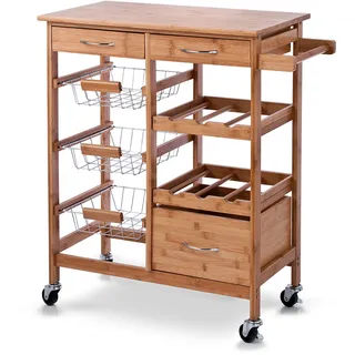 Zeller Küchenrollwagen Bambus 66 cm x 36 cm x 84 cm Natur