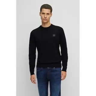Strickpullover BOSS ORANGE "Kanovano", Herren, Gr. XL, schwarz, Strick, Obermaterial: 95% Baumwolle, 5% Kaschmir, unifarben, casual, regular fit hüftlang, Rundhals, Langarm eng Bündchen, Pullover, mit Rundhalsausschnitt