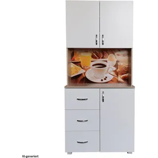Hti-Living Küchenschrank Weiß/Sonoma Blanca Bistro 80 x 180 x 40 cm Weiß