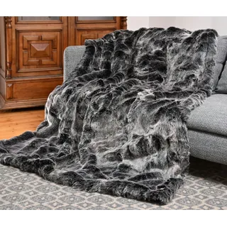 Wohndecke Felldecke (Kunstfell) "Alaska Wolf" Premium superfein, Wohnen und Accessoires GmbH & Co. KG, Pelzoptik grau 220 cm x 240 cm