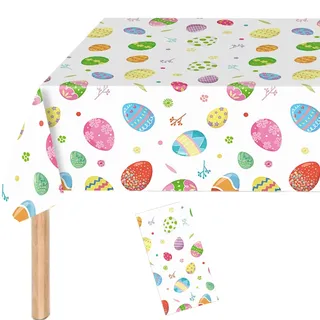 Tischdecke Ostern 274x137cm Eier Frühling Osterdeko Fleckschutz Tischwäsche Wasserabweisend Rechteckig Tablecloth Mit Osterei Blumenmotiv für Küche Wohnzimmer, Frühling Garten Party & Ostern