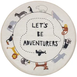 Bloomingville - Spielteppich Tiere, Ø 130 cm, mehrfarbig