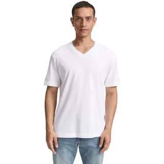 Tom Tailor T-Shirts mit V-Ausschnitt im 2er-Pack Weiß XL