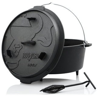 BBQ-Toro Grilltopf Dutch Oven DO12P, 13,6 L Premium Gusseisen Kochtopf, Gusstopf, Gusseisen (3-tlg) schwarz