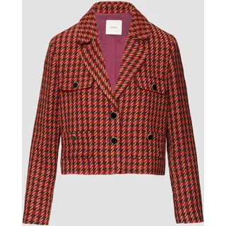 S.Oliver - Kurzer Bouclé-Blazer mit Hahnentrittmuster, Damen, braun, 48