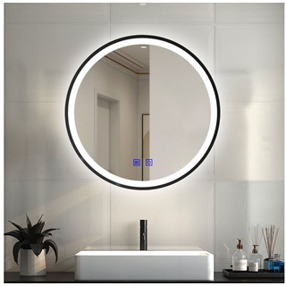 duschspa Badspiegel Badezimmerspiegel Rund Spiegel mit LED Beleuchtung, Φ 50-100 cm Ledergürtel+Wand/Touch+Memory+Dimmbar+Beschlagfrei - Ø 80 cm