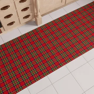 PETTI Artigiani Italiani - Weihnachts-Küchenläufer, Rutschfester und waschbarer Weihnachts-Küchenteppich, 52 x 100 cm, Schottenkaro-Weihnachtsteppich, Made in Italy