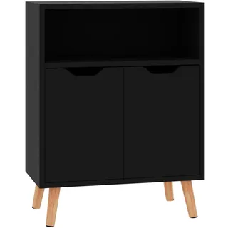 vidaXL Sideboard mit 3 Fächern Kommode Anrichte Schrank Beistellschrank Mehrzweckschrank Standschrank Wohnzimmer Hochglanz-Schwarz 60x30x72cm Holzwerkstoff