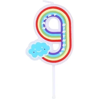 Regenbogen-geburtstagskerze Mit Der Zahl „9“