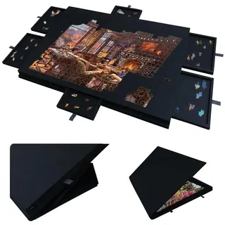 Vllentin Tragbarer Puzzle-Tisch für Erwachsene,1500-teiliges neigbares Puzzlebrett,Klappbarer Puzzletisch,Mit 6 Schubladen und Deckel,Einfach Verstaubau,für Puzzles mit weniger als 1500 Teilen
