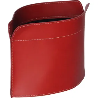 LIMAC Design GIUSY Zeitungsständer modern aus Leder, Zeitschriftensammler, Originaler Zeitungskorb, Bücherkorb, für Zuhause, Büro, Hotel, Hergestellt in Italien. (Rot)