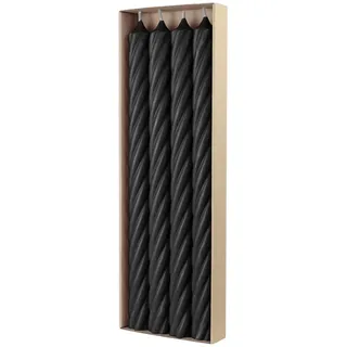 luterna Stabkerzen aus Paraffin, RUSTIC TWIST, 350/28 mm, Schwarz, WENZEL, Brenndauer ca. 20h, 4 Stück pro Verpackung