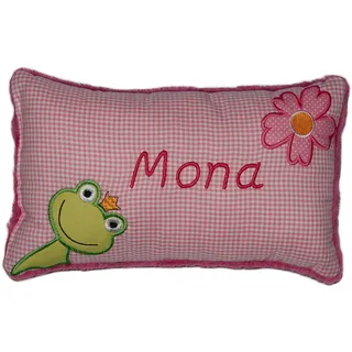 Momelie Rosa Schmusekissen * Kuschelkissen * Frosch * mit Namen Bestickt * 17 x 29 cm * SK-pi_0001