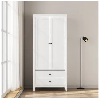 OTTO home Kleiderschrank Borkum Sideboard Anrichte mit 6 Schubladen Landhaus weiß (hochwertige schwarze Griffe aus Metall) Schlafzimmerschrank mit 2 Türen und 2 Schubladen weiß