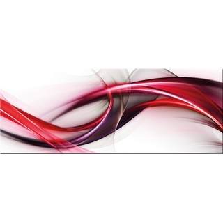 artissimo Glasbild Glasbild 80x30cm abstrakt weiß rot pink Welle, modern Art: Fractal red rot