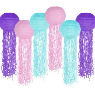 Zilue Quallen Papierlaternen Rosa Lila Blau 6 Stück Meerjungfrau Einhorn Thema Party Dekorationen