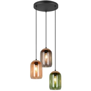 TRIO Leuchten LED Pendelleuchte, Dimmfunktion, LED wechselbar, warmweiß, Cluster Lampenschirm-e Glas hängend über Esstisch & Treppenhaus, Ø30cm bunt