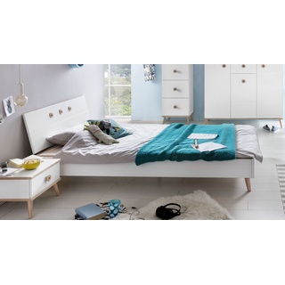 Preiswertes alpinweißes Bett im skandinavischen Design - Beano