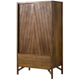 MASSIVMOEBEL24.DE Kleiderschrank Mango 100x60x180 braun geölt / Griff gold LOS ANGELES #11