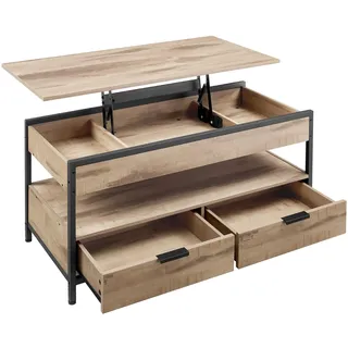 VASAGLE Couchtisch höhenverstellbar Beige Stahl 50 x 100 x 48-63 cm