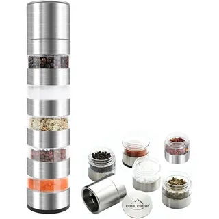 LuxusKollektion Gewürzmühle 5-in-1 Mini Gewürzstreuer Set Edelstahl Gewürzmühle Camping Picknick bunt