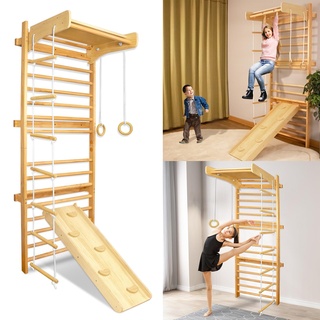 YARDIN Klettergerüst Indoor Sprossenwand für kinderzimmer Sprossenwand Holz Kletterwand bis 100 kg belastbar für Erwachsene & Kinder