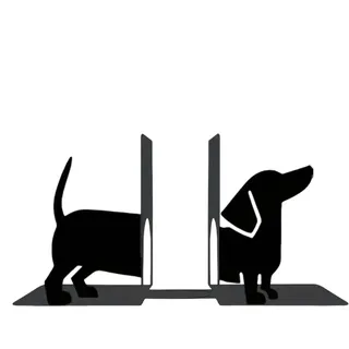 Dackel Buchstütze Niedlicher Schwarz Hunde Bücherhalter Aus Metall, Dekorative Buchständer Für Schreibtisch, Küche, Bibliothek, Bücherregal, Wohnzimmer