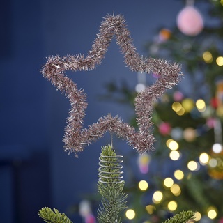 Ginger Ray Weihnachtsbaumspitze mit Lametta, Rosa, dekoratives Accessoire