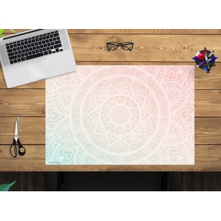 cover-your-desk.de Schreibtischunterlage Mandala rot-grün – Schreibunterlage in Premium-Vinyl in versch. Größen, (1 tlg., abwischbar, Hergestellt in Deutschland) 60 cm x 40 cm