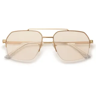 SOJOS Retro Double Bridge Rechteckige Sonnenbrille SJ1191 | UV400 Schutz Groß Eckig Semi-Rimless Unisex Damen Herren - Einheitsgröße