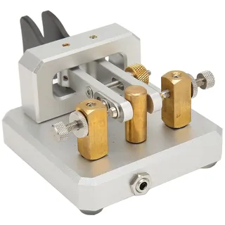 CW Key Automatischer Morse, Morsecode Keyer Shortwave Radio Morse Telegraph Key Lambic Double Paddle Morse Code Key, Tragbarer CW Morse Telegraph Key für Camping Indoor (Silber)