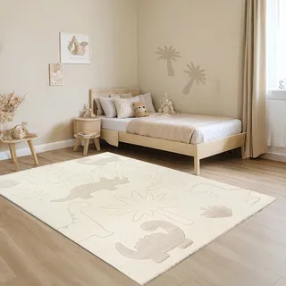 MERINOS Eclipse kids Dinos Kinderteppich 80 x 150 cm Beige