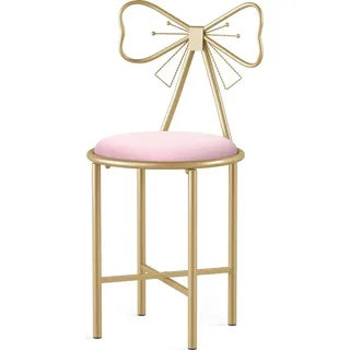 WISFOR Schminktischhocker Sitzhocker Schminktischstuhl mit Rückenlehne Polsterhocker Fußhocker Bequem, Rosa - Rosa