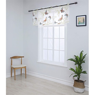 Dreamskull Gardine Gardinen Kurzstores Scheibengardine Schiebegardine Bistrogardine Blumen Transparent Klein Kurz Küche Wohnzimmer Kinderzimmer Landhaus Kleiner Prinz 36cm Hoch Länge 150cm (Grün)