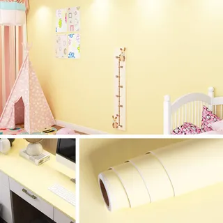 Livelynine Selbstklebende Tapete Pastell Gelb 40CMx5M Wand Tapeten Wohnzimmer Modern Hell Kinderzimmer Klebefolie Küche Sand Matt Bad Schrank Wasserdichte Möbelfolie Selbstklebend Tischplatte Cream