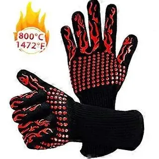 Grillhandschuhe, Rutschfeste Silikon-grillhandschuhe, Hitzebeständig Bis 800 °c, Feuerfeste Handschuhe In Universalgröße Zum Kochen, Backen, Grillen Und Schweißen