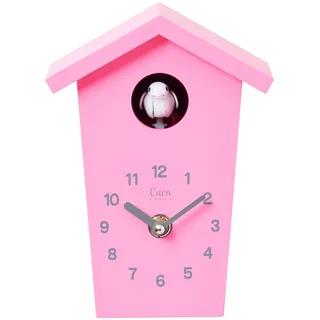 Cuco Clock Mini Kuckucksuhr HOCHHAUS, 17,0 × 12,4 × 9,0cm (LxBxH), Wanduhr, Moderne Schwarzwalduhr, Wanduhr mit Nachtruhefunktion, Kuckucksruf Vogelstimme, Quarzuhrwerk