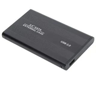 2,5 Zoll Festplattengehäuse, tragbarer externer Speicher Backup für Laptop Reisen, Aluminium USB 2.0 HDD SSD Gehäuse, unterstützt bis zu 3 TB, busgespeist, silber, 1 Stück