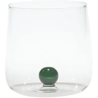 Zafferano Bilia Glasbecher - Handgemachtes Borosilikatglas, Verziert mit bunter, farbiger Glaskugel im Inneren, cl 44 h 90mm d 88mm - Set 6 Stück (Grün)