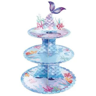 Festivalartikel Kuchenplatte Cupcake Ständer Meerjungfrau Muffin Etagere Party 3-stöckig, (1-tlg)