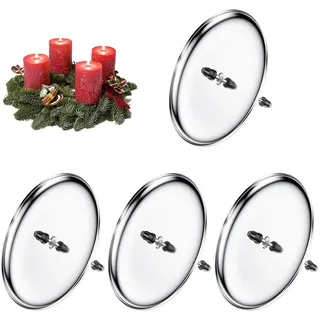 4 Stück Kerzenteller Mit Dorn, 6cm Adventskranz Halter, Kerzenhalter Steck, Adventskerzenhalter Silber Zum Selber Basteln