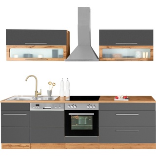 Kochstation Küchenzeile KS-Wien, Breite 270 cm, wahlweise mit E-Geräten grau