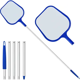 Oberflächenskimmer Für Schwimmbecken, Poolnetze, Poolskimmer Mit 160 Cm Langen, Verstellbaren Teleskopstangen Zur Reinigung Von Pools, Springbrunnen Und Teichen