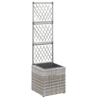 vidaXL Hochbeet mit Rankgitter 1 Topf 30x30x107 cm Poly Rattan Grau